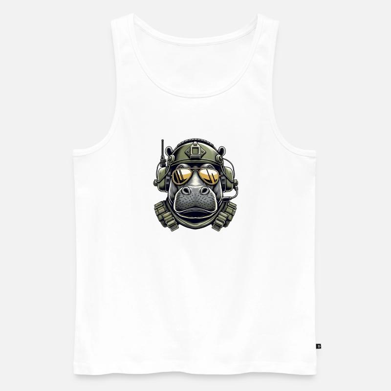 Nilpferd Militär Design - Männer Premium Bio Tank Top - Weiß