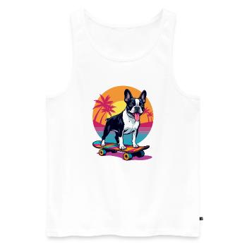 Bouledogue patineur - Débardeur bio Premium Homme - blanc - Devant - Michal (187cm)