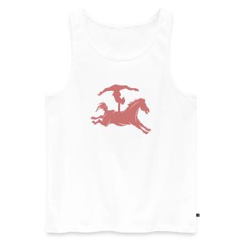 Minimalistische Pferd Reiten Silhouette Voltigiere - Männer Premium Bio Tank Top - Weiß - Vorne - Michal (187cm)