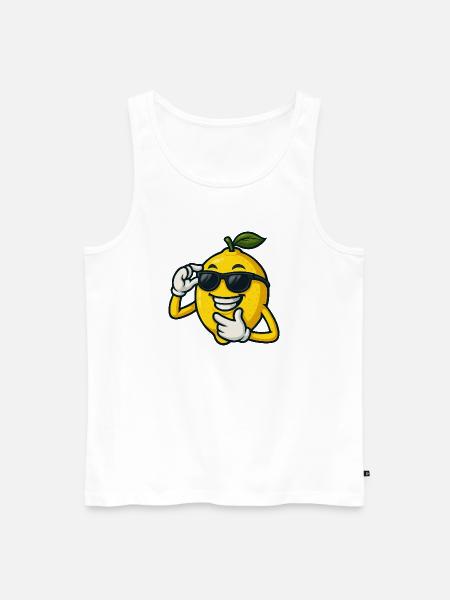 Cool Cartoon Lemon with Sunglasses Funny - Men's Premium Organic Tank Top - white