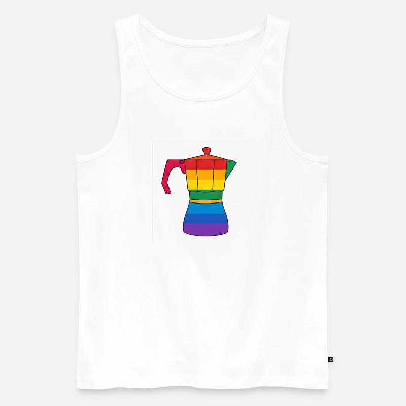 Lebendige Regenbogen-Kaffeemaschine - Männer Premium Bio Tank Top - Weiß