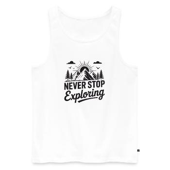 Mountains - Never Stop Exploring - Men's Premium Organic Tank Top - white - Front - Michal (187cm)