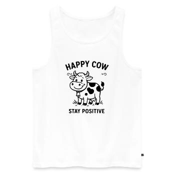 Vache heureuse - Débardeur bio Premium Homme - blanc - Devant - Michal (187cm)