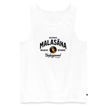Madrid Malasaña Music Store Underground - Vintage - Débardeur bio Premium Homme - blanc - Devant - AI Model Male 178 light (178cm)
