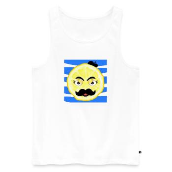 Papa Schnurrbart - Vater Bart - Männer Premium Bio Tank Top - Weiß - Vorne - Michal (187cm)