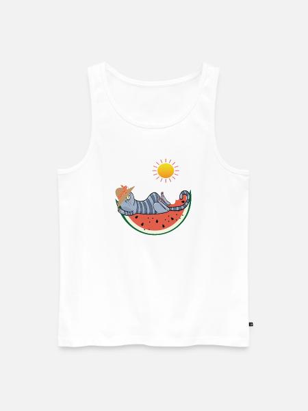 Chat au melon au soleil - Débardeur bio Premium Homme - blanc