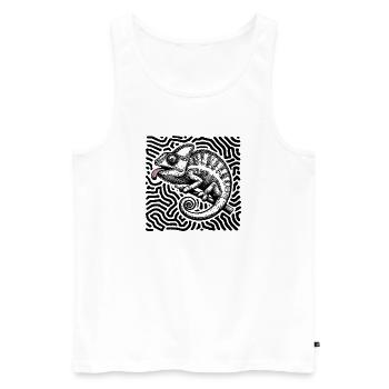Chamäleon Psychedelisches Labyrinth Kunst - Männer Premium Bio Tank Top - Weiß - Vorne - AI Model Male 178 light (178cm)