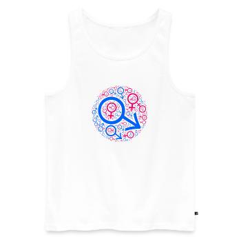 Gender-Kuddelmuddel im Kreis-Design - Männer Premium Bio Tank Top - Weiß - Vorne - AI Model Male 178 light (178cm)