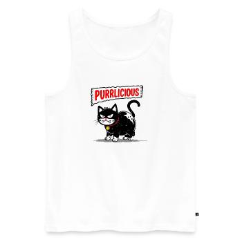 Katze Purrlicious - Männer Premium Bio Tank Top - Weiß - Vorne - Michal (187cm)