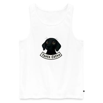 Schweißhund Tante Cäthe - Männer Premium Bio Tank Top - Weiß - Vorne - Michal (187cm)