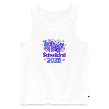 Schulanfang 2025 „Schmetterling“ - Männer Premium Bio Tank Top - Weiß - Vorne - Michal (187cm)