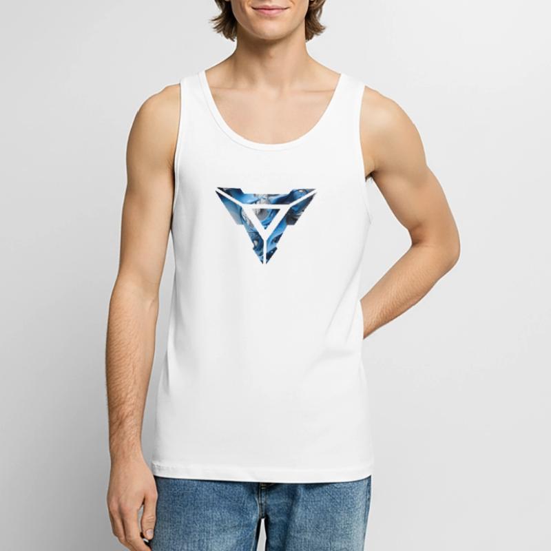 Abstract Blue Fluid Triangular Design Men's Premium Organic Tank Top