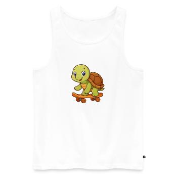 Cute turtle on skateboard - Men's Premium Organic Tank Top - white - Front - Michal (187cm)