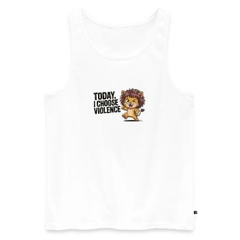 Chaton avec la devise de la sauvagerie - Débardeur bio Premium Homme - blanc - Devant - AI Model Male 178 light (178cm)