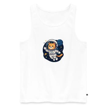 Space Cat Adventure – Kawaii Astronaut Shirt - Männer Premium Bio Tank Top - Weiß - Vorne - Michal (187cm)
