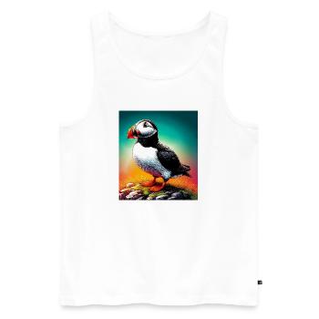 puffin - Men's Premium Organic Tank Top - white - Front - Michal (187cm)