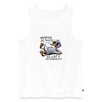 Freche Gans mit Brille und Text - Männer Premium Bio Tank Top - Weiß - Vorne - AI Model Male 178 light (178cm)