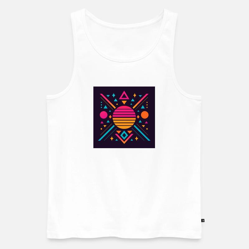Synthwave geometric pattern - Men's Premium Organic Tank Top - white