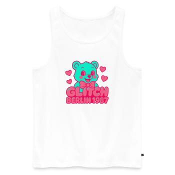 Glitch Berlin Supercute - Men's Premium Organic Tank Top - white - Front - AI Model Male 178 light (178cm)
