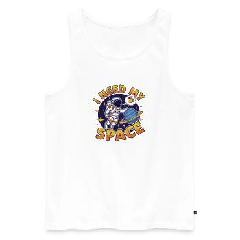 Space friendship with coffee dream - Men's Premium Organic Tank Top - white - Front - Michal (187cm)