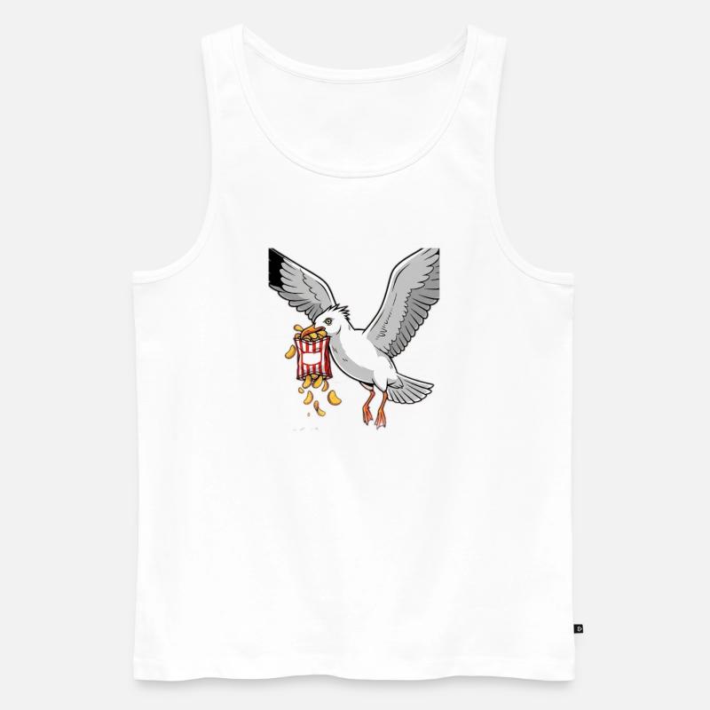Möwe mit Chips Snack Design - Männer Premium Bio Tank Top - Weiß