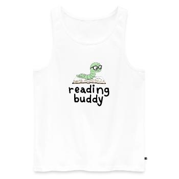 Ami de lecture Mignon rat de bibliothèque avec un livre - Débardeur bio Premium Homme - blanc - Devant - Michal (187cm)