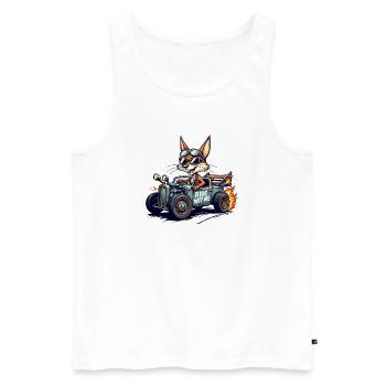 Vintage Fox Racer mit Flammen - Männer Premium Bio Tank Top - Weiß - Vorne - AI Model Male 178 light (178cm)