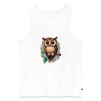 Eule - Männer Premium Bio Tank Top - Weiß - Vorne - Michal (187cm)