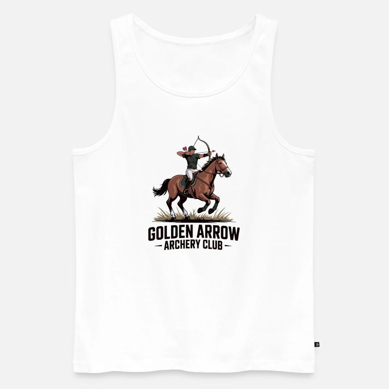 Dynamisches Bogenschützenwappen zu Pferd - Männer Premium Bio Tank Top - Weiß