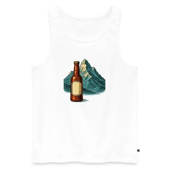 Abstract mountain landscape with bottle - Men's Premium Organic Tank Top - white - Front - AI Model Male 178 light (178cm)