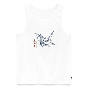 Grue en origami - Débardeur bio Premium Homme - blanc - Devant - Michal (187cm)