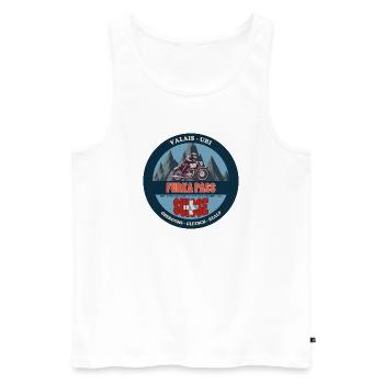 Furka Pass Mountain Motorcycle Design - Men's Premium Organic Tank Top - white - Front - AI Model Male 178 light (178cm)