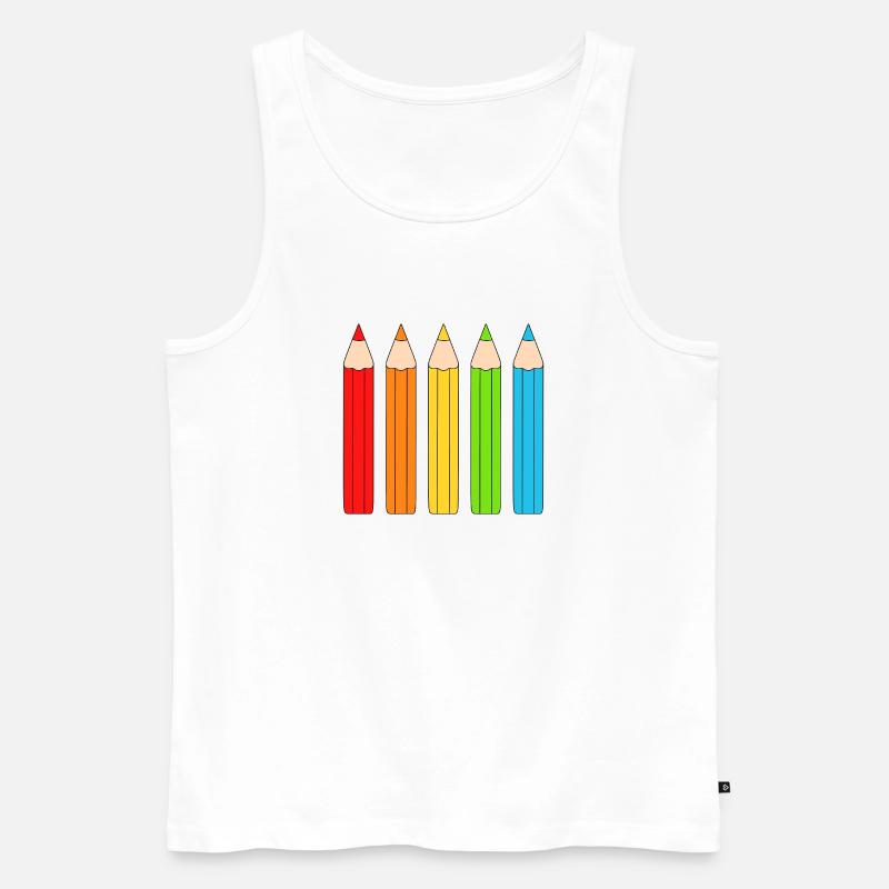 Lebendiges Farbstift-Array-Design - Männer Premium Bio Tank Top - Weiß