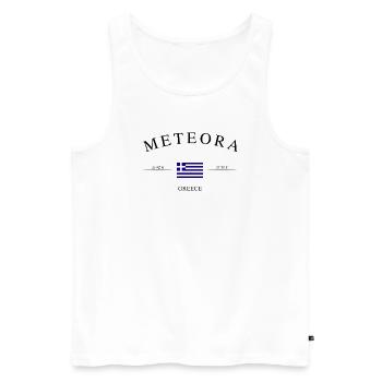 Meteora Greece – Holiday Souvenir &amp; Gift - Men's Premium Organic Tank Top - white - Front - AI Model Male 178 light (178cm)
