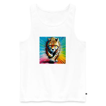Gepard - Männer Premium Bio Tank Top - Weiß - Vorne - Michal (187cm)