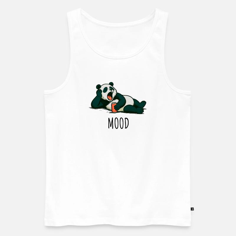 Entspannter Panda mit Drink Design - Männer Premium Bio Tank Top - Weiß