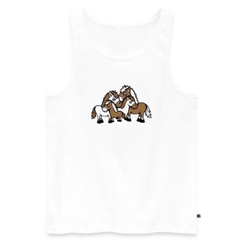 4 Pferde Familie Kinder Mama Papa Vater Mutter süß - Männer Premium Bio Tank Top - Weiß - Vorne - AI Model Male 178 light (178cm)