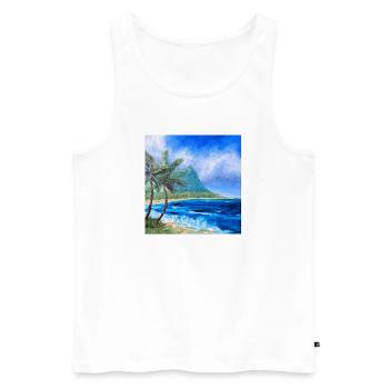 Tropical Coastal Landscape Artwork Hawaii Ocean - Men's Premium Organic Tank Top - white - Front - AI Model Male 178 light (178cm)