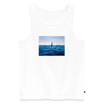 Lighthouse over Calm Blue Adriatic Sea Croatia - Men's Premium Organic Tank Top - white - Front - AI Model Male 178 light (178cm)