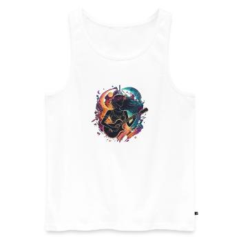Celestial Guitarist Art Illustration - Men's Premium Organic Tank Top - white - Front - AI Model Male 178 light (178cm)