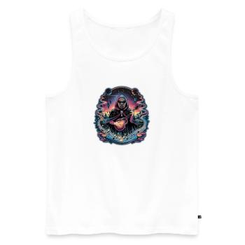 Mystischer Astronaut Musiker Illustration - Männer Premium Bio Tank Top - Weiß - Vorne - AI Model Male 178 light (178cm)