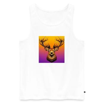 Hirsch - Männer Premium Bio Tank Top - Weiß - Vorne - Michal (187cm)