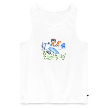 Regenwurm-Pilot rettet die Welt - Männer Premium Bio Tank Top - Weiß - Vorne - AI Model Male 178 light (178cm)