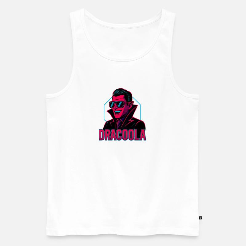 Dracula Dracoola Neon Retro Illustration - Männer Premium Bio Tank Top - Weiß