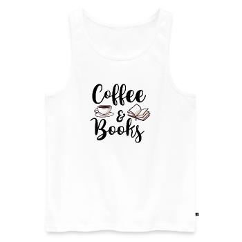 Coffee and Books Quote Reading Lover - Men's Premium Organic Tank Top - white - Front - AI Model Male 178 light (178cm)