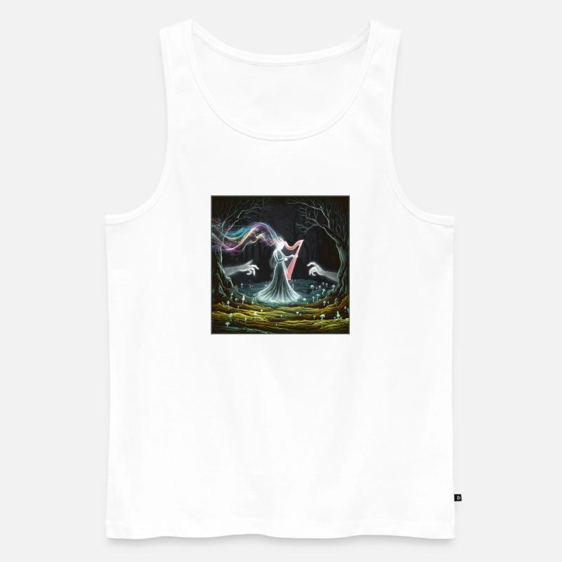 Conception de la sorcière de la harpe de la forêt enchantée - Débardeur bio Premium Homme - blanc