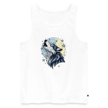 Mystischer Wolf Vollmond Schein - Männer Premium Bio Tank Top - Weiß - Vorne - AI Model Male 178 light (178cm)