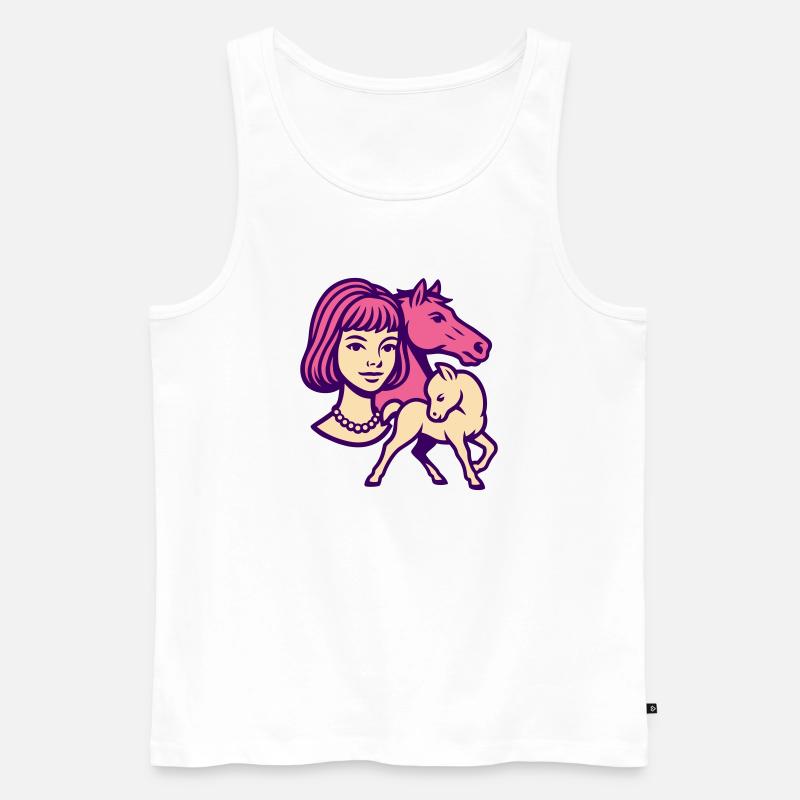 Pferdemädchen Pop-Art rosa - Männer Premium Bio Tank Top - Weiß