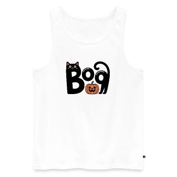 Mignon Effrayant Halloween Boo Chat Noir avec Citrouille - Débardeur bio Premium Homme - blanc - Devant - Michal (187cm)
