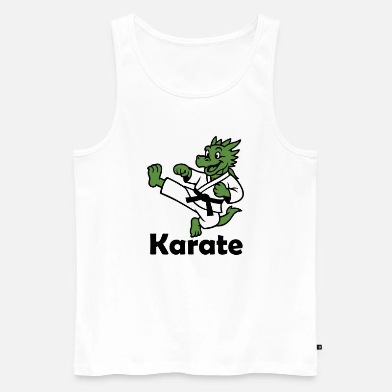 Karate Drache - Männer Premium Bio Tank Top - Weiß